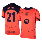 F.DE JONG #21 Barcelona Third Away Soccer Jersey 2025/26 Orange- UCL